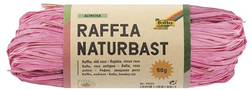 folia Raffia 9029 Natural Raffia Dusky Pink 1 Bundle of 50 g Natural Straw Blend Twine Ideal for Crafts, Decoration or for Arrangements, Bouquets and Other Florist Work