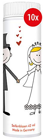 PUSTEFIX Juego de 10 pompas de jabón clásicas de 42 ml, para bodas, cómic, coloridas, hechas en Alemania, burbujas de jabón para bodas, cumpleaños infantiles, paquete de 10x42 ml