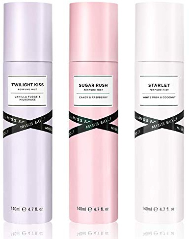 Miss So…? Damen Twilight Kiss, Sugar Rush, Starlet Parfum Fragrance Mist bodyspray Bündel 140ml (3er-Pack)