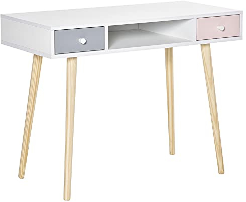 HOMCOM Kinder Schreibtisch mit Schublade Mehrfarbig Kindertisch mit Kieferfischbeine 100 x 48 x 76,5 cm