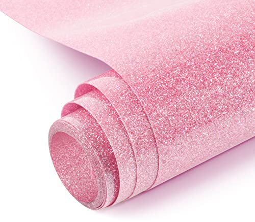 NANAPLUMS Glitzer Plotterfolie Textil - Heat Transfer Vinyl Transferfolie Plotter Flexfolie für Textilien Transferfolie zum Aufbügeln für DIY T-Shirt, Stoffe(Rosa)