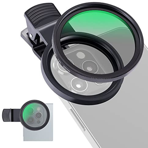 NEEWER 52mm CPL Filter Handy Polfilter, aufsteckbarer zirkularer Polarisationsfilter mit Telefonclip Aufbewahrungstasche Reinigungstuch, kompatibel mit iPhone Samsung Galaxy Android DSLR Kamera, FL-26