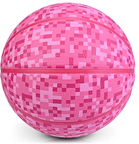 PECOGO Official Rubber Basketball 27.5 Outdoor Indoor Mens Basketball Ball Size 5 for Kids Youth Teen Boys and Girls Gift Ideas(Without pump)