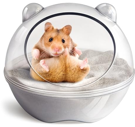 TieLishor Hamster Bathroom,Hamster Bathtub,Small Animal Habitat Décor,Sand Bath Container,Sand Bath Box for Small Pet Animals Cage Accessories (S 4.4 * 4.4 * 3.5 inch)