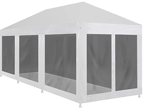 LAPOOH Partyzelt mit 8 Mesh-Seitenwänden, Festzelt, Pavillion, Bierzelt, Garten Party Zelt, Gartenzelt, Grillpavillon, 9 x 3 m