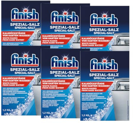 Finish Spezial-Salz – Spülmaschinensalz zum Schutz vor Kalkablagerungen und Wasserflecken – Multipack mit 6 x 1,2 kg
