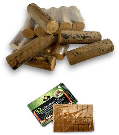 15 Bûches avec allumes feu offerts | Bois compressé hêtre 100% Naturel | Haut Pouvoir calorifique 18 MJ/kg | 3X Plus performant | pour poêles et Inserts | Boite d'allume feu Offerte | Kibros BUCHECAL