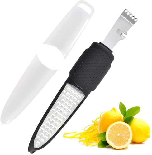 Zester Limone 4 in 1 Grattugia Formaggio Manuale, Grattugia Limoni Zester in Acciaio Inox, Grattugia Verdure Pelapatate Frutta, Utensile da Cucina per Parmigiano, Agrumia, Arancia, Lime, Cioccolato