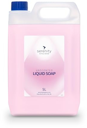 Serenity Premium Liquid Hand Soap, 5 Litre – Gentle Formula for Cleanliness and Hygiene, Soft on Skin. Unscented.