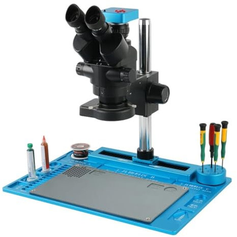 Trinokulärt stereomikroskop 7X-45X zoom trinokulärt stereomikroskop + 36MP 38MP VGA HDMI USB + XY-stöd arbetsbord i aluminiumlegering (38MP HDMI USB)