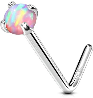 OUFER 20G Piercing Naso Opale Nose Piercing Argento 925 Nose Pin Piercing Nasale L Naso Nostril Donna Anello Naso 7 mm Piercing Corporeo Piercing Naso Anellino