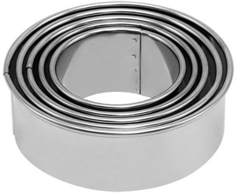 Generic 5 Pcs Round Cookie Cutter, Circle Cutter Pastry Lattice Cutter for Donut, Dough, Pastry, Fondant, Fruit, Vegetable, DIY Cake