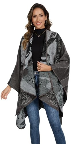 colornival Damponcho, varm, elegant poncho, filt, kashmir, poncho, cape, stickad poncho, kappa, vinterponcho, sjal, kvinnor, present till födelsedag