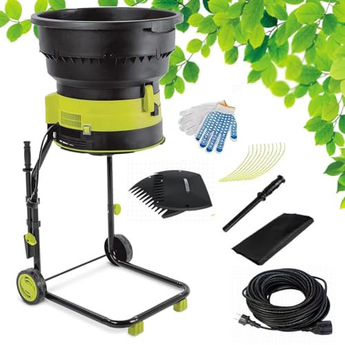 208L/min Automatic Compost Shredder 2500W Portable Garden Leaf Crusher 8000rpm Electric Chipper with Wheel 17:1 Crushing Ratio&54CM Funnel Diameter 50m Power Cord for Yard Cleanup