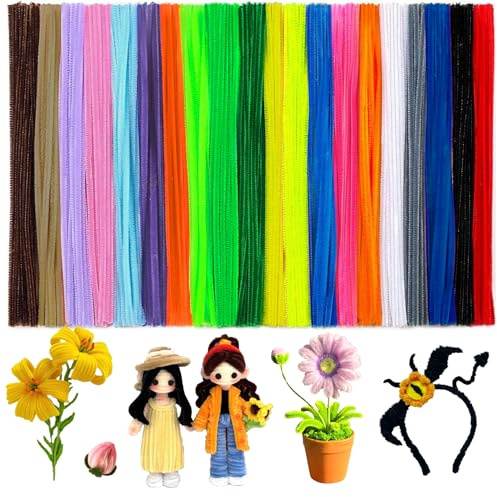 Pipe Cleaners For Craft, Coloured Pipe Cleaners For Craft, Twisting Stick Diy, 200 Pcs 30cm X 6mm, Chenille Cord For Creative Diy Decoratio And Craft Project