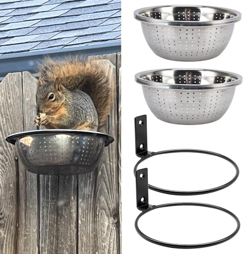 2 Stück Edelstahl Eichhörnchen Futterhaus,Eichhornfutter-Schale,Baummontiert, mit Ablasslöchern,ideal für Außenbereich. 8,5-Zoll-Entnehmbare Metallfutter-Schale, einfach zu reinigen und nachfüllen