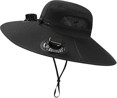 ZHXMALL Sombrero solar USB recargable con ventilador, 3 velocidades y ala ancha para pesca, senderismo y trabajo al aire libre