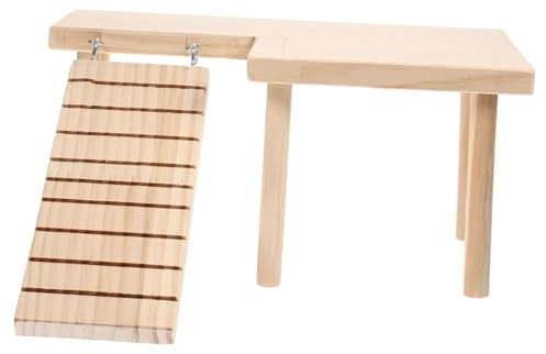 Toyvian Escalera De Madera para Hámster con Plataforma Acogedora y Gancho Accesorio Resistente para Ejercicio Pequeños Roedores como Ratas Gerbos y Chinchillas Decoración Divertida para Ja