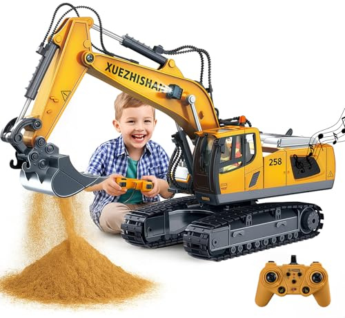 BEOSIOR Remote Control Excavator,Remote Control Digger Excavator Toys,Engineering Sand Digger Construction Vehicle Toy RC Toy Cars for Kids