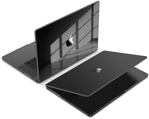 EooCoo kompatibel mit MacBook Pro M5 14 Zoll Hülle M4 M5 M3 M2 M1 Pro Max 2026 2025-2021 (A3426 A3427 A3434 A3112 A3185 A3401 A2992 A2918 A2779 A2442) Hart Schutzhülle Snap Case - Kristall Schwarz