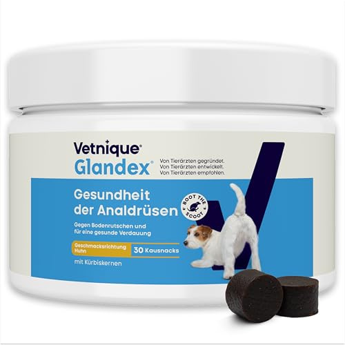 Glandex For Dogs UK - 30 Soft Chews - Vet-Formulated Anal Gland Support for Digestive Health - With Probiotics for Dogs, Omega-3s, Pumpkin & Fibre - Dog Probiotics for Gut Health - Boot The Scoot