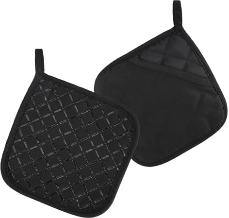 2 Pièces Maniques Cuisine, 17,5 cm Maniques en Coton avec Poche, Coussinets Chauds en Silicone et Coton, Gants de Cuisine Résistants à la Chaleur pour La Cuisson, La Pâtisserie et Les Grillades