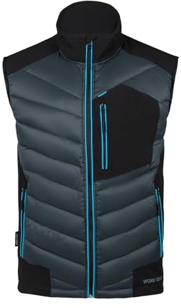 WORK IDEA Giacca softshell da uomo, impermeabile, antivento, senza maniche, traspirante, leggera, con tasche per ciclismo, corsa, escursionismo, golf e contesti di lavoro, grigio., L