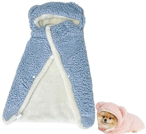 Husdjurskappa, Varm Flanellhuvad Hundkappa Wrap Hundkappa Filt Söt Mjuk Flanellhund Varm Kappa Hundmantel For Hundar Katter(Blue,M)