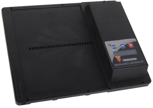 Tnfeeon Puerta Automática para Gallinero, Operación con Control Remoto, Pantalla LED HD, Alimentada por Batería o USB, para Pollos y Patos, Se Abre Automáticamente Al Amanecer y Se Cierra Al (Black)