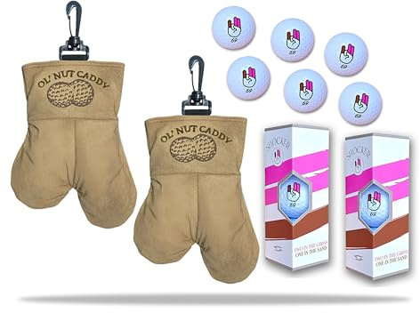 2-pk Quick Access Golf Pouch Plus 6 Shocker 69 Golf Balls Gift Set Funny