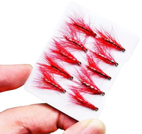 Qitewwrme 10Pieces Fly Fishing Flies Artificial Insects Lure Winged Caddis/Griffith Fly Salmon Flies Trout Nymph Fly Fishing Bait (Red)