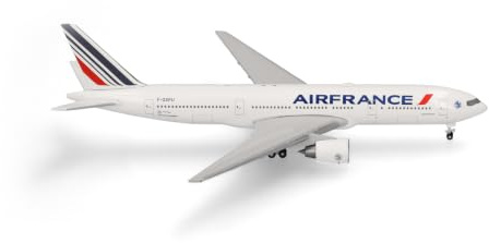 Herpa modellflygplan Air France Boeing 777-200, miniatyr i skala 1:500, samlarobjekt, flygplansmodell utan stativ, metall