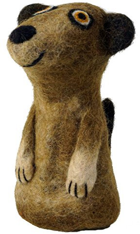 GURU SHOP Filz Eierwärmer, Handgemachte Filzdekoration aus Nepal, Filztier - Erdmännchen Braun, 19x8x8 cm, Küchenaccessoires, Sonstiges