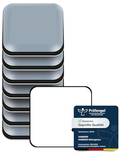 VABNEER Almohadillas de Teflón para Muebles, 8 Piezas Deslizadores Cuadrados Autoadhesivos de PTFE, para Mover Muebles Pesados en Suelos Duros y Alfombras, Ideal para Sillas, Mesas y Sofás (50x50mm)