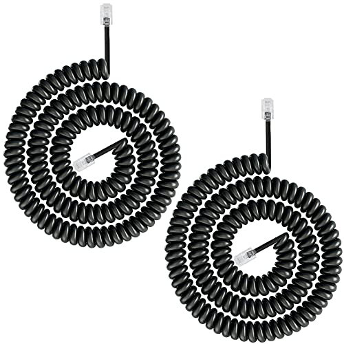 Lot de 2 câbles de combiné téléphonique - Longueur spirale Uvital de 4 m - Noir