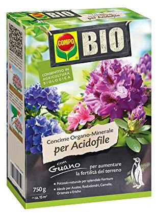 COMPO Bio - Abono órgano-mineral para acidófilos, con guano, permitido en agricultura biológica, 750 g