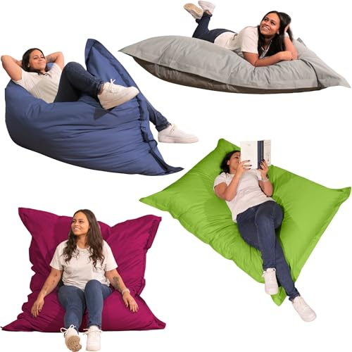 bananair Pouf Extérieur Imperméable Géant - Confortable, Polyvalent, Anti-UV, Déhoussable - Pouf XXL de Jardin - Gros Coussin Extérieur Garni de Mousse - 180 x 140 cm - Gris Foncé