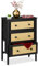 Relaxdays Kommode, HxBxT: 82,5 x 62 x 30 cm, 3 Schubladen, Sideboard Stoff & Stahl, Schubladenschrank, schwarz/beige