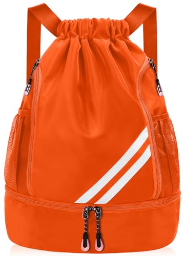 flintronic Mode Sport Rucksäcke, Turnbeutel, Große Kapazität Kordelzug Sporttasche, Gymsack Wasserfest Sporttasche, Turntasche mit Schuhfach & Wasserflaschen-Netztaschen, für Erwachsener Jugend