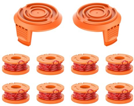 Evenlinkics filo tagliabordi bobine，adatto per Worx tagliabordi，con copertura per rifinitore，WA0010 Rocchetti di ricambio di filo per decespugliatore (8 bobine filo di ricambio + 2 coperture bobine)