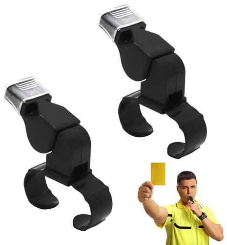 Aestustheri 2PCS Whistles Sports - Finger Grip Whistle - Plastic Referee Whistle - Loud Sound - Training Camping Use (Black)
