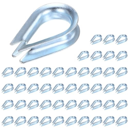 M METERXITY 48-Pack Wire Rope Thimbles, M8 Carbon Steel 8mm Rope Thimble Rigging for Diameter Cable Rigging/Sailing/Clothesline, Wire Cable Protection