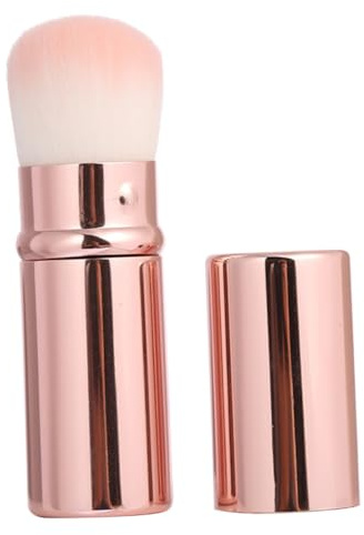 Hemobllo Brocha de Maquillaje para Polvos Sueltos y Rubor con Lana de Nylon Corrugada, Fácil de Llevar para Uso Diario y Profesional en Color Rosa