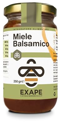 EXAPE Miele Balsamico con Propoli, Pino Mugo, Eucalipto e Menta - Per Gola e Vie Respiratorie 250g