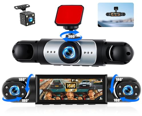 OiLiehu Cámara para Salpicadero 3,16 Pulgadas para Coches, Grabación Frontal e Interior Full HD 1080P, Lente Dual con Gran Angular 150°/G Sensor/Grabación en Bucle/Visión Nocturna