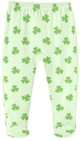 JHKKU St.Patrick's Clover Leaf Baby Boys Footed Pants Cotton Infant Tights Casual Bottoms Crawling Pants 12M