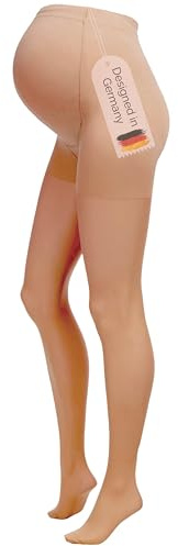 Herzmutter Medias premama 20DEN - maternidad - medias de embarazo - Futura Mama - transparente-mate-suave - Color piel-beige-negro - Set de 1 y 2-1200 (L/XL, Beige-Oscuro)