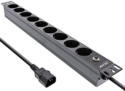 Inline® 19 Steckdosenleiste, 9-Fach Schutzkontakt, C14 Stecker, Überlastschutz