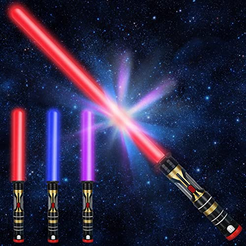Lightsaber Kids - Retractable Light Sabers Light Up Sword with Sound 3 Colour Changeable Lightsaber Toys Gift for Boys Kids Teenagers Party Favors - 1 Pack Christmas Stocking Filler Gift