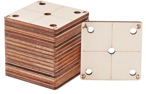 BENECREAT 24 tarjetas cuadradas, 46 x 46,5 mm, tablas de madera, tarjeta web con 5 agujeros, herramientas de tejido hechas a mano para telar, telar de madera, accesorios de tejido, proyectos de
